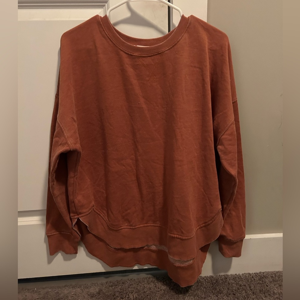 Pink Rose Rusted Orange Crewneck, XL